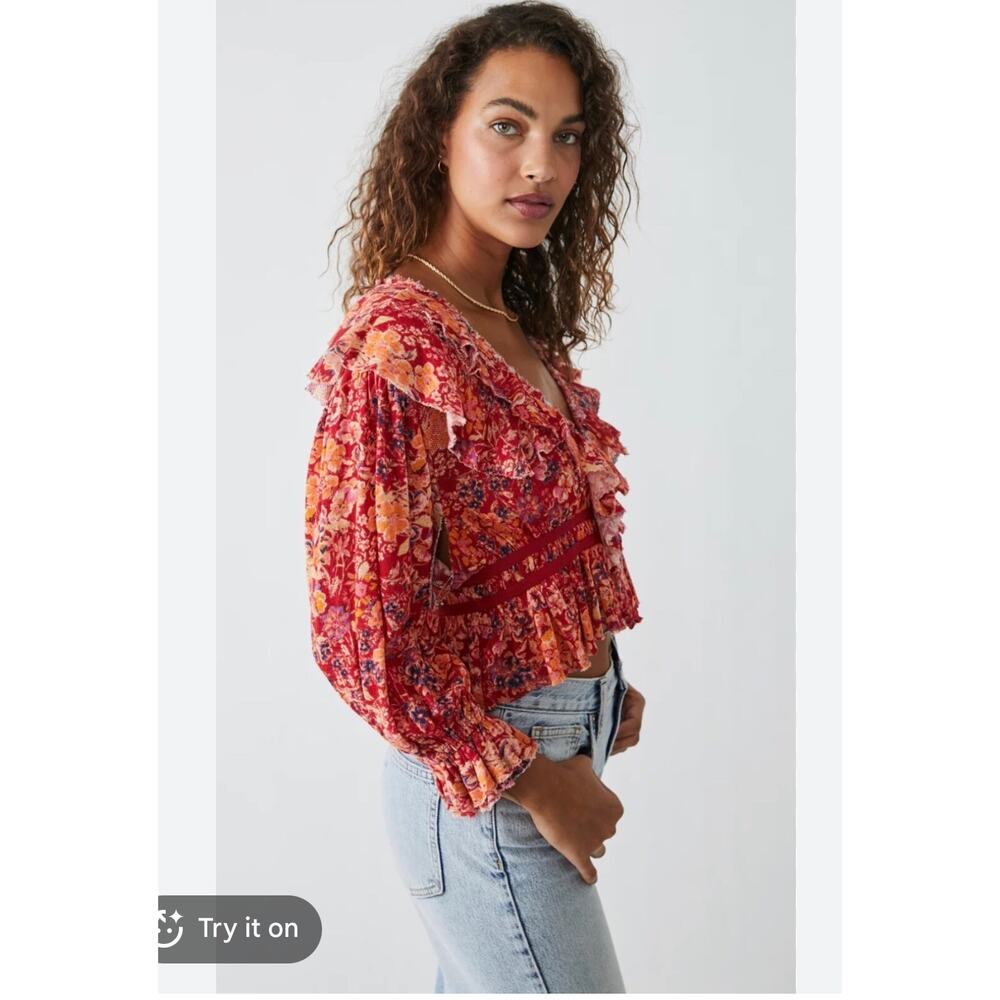 Free People Rudi Ruffle Peasant Top - Picture 2 of 4